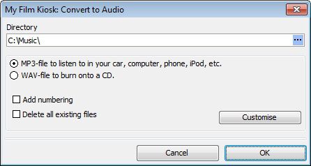 Convert video files to audio files (MP3)