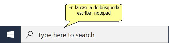 Abrir Notepad en Windows 10