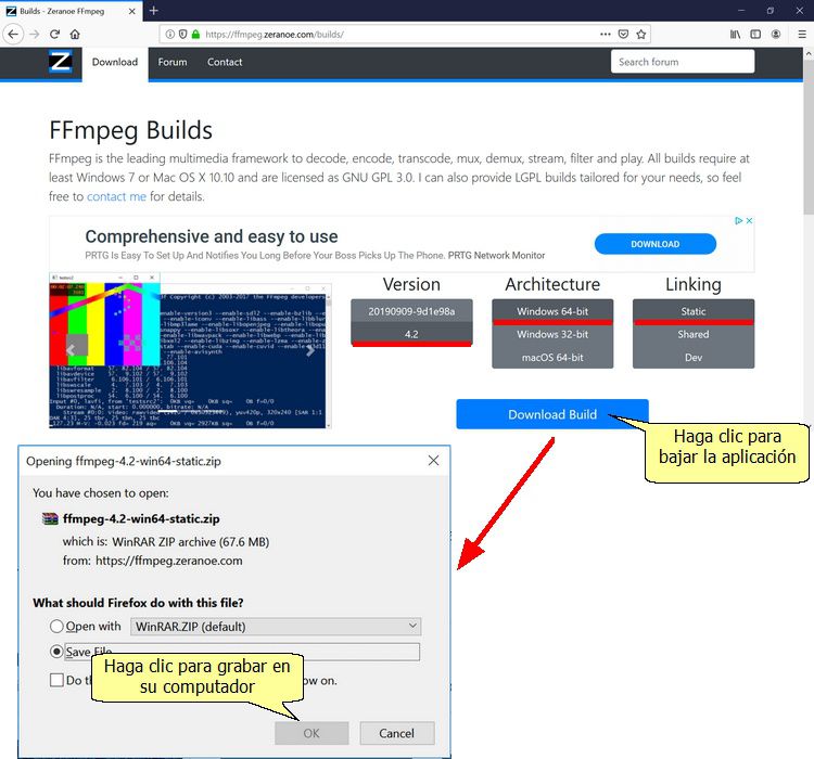 Descargar e instalar ffmpeg