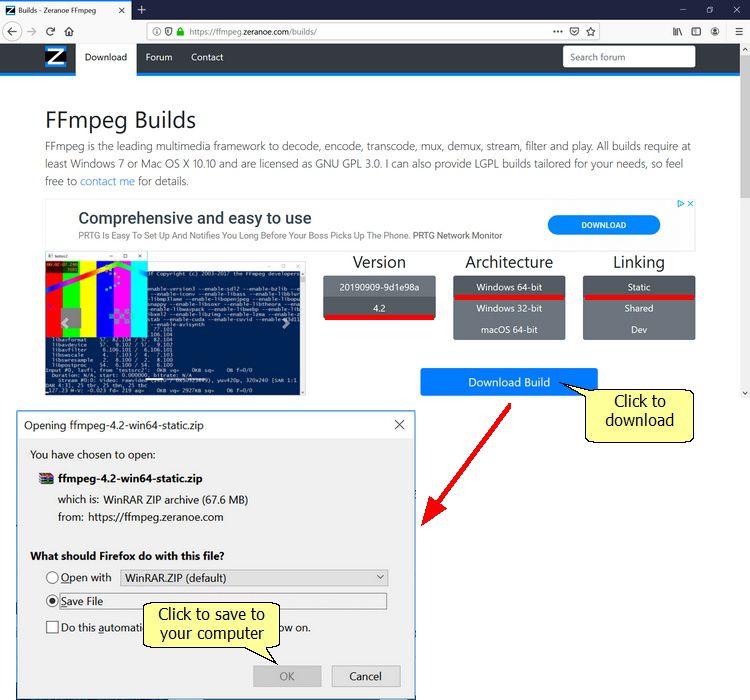 Download and install ffmpeg converter