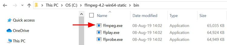 Folder structure and location of ffmpeg