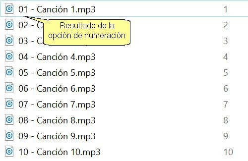 Opción de numeración al transformar vídeos de YouTube a audio usando My Film Kiosk.