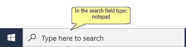 Open Notepad in Windows 10