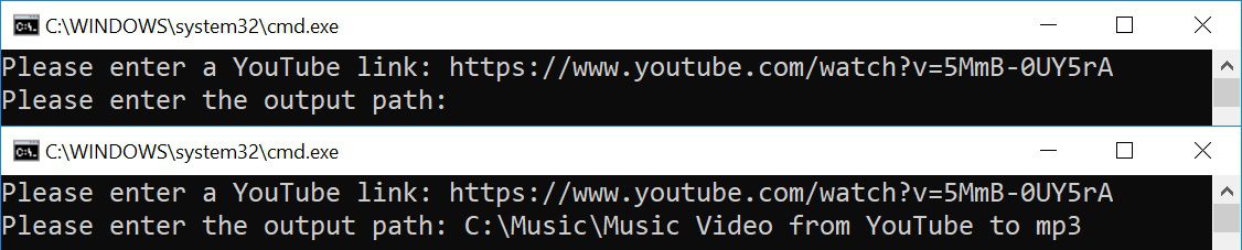 User prompt to convert from youtube to mp3