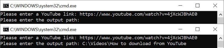 User prompt to download YouTube videos to mp4