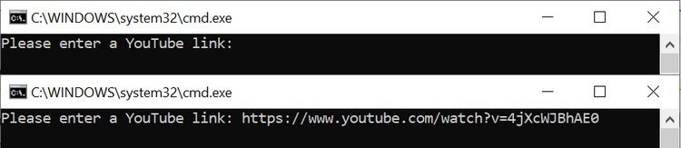 User prompt to download YouTube videos by link or url